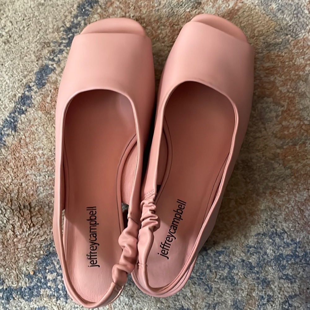 Jeffrey Campbell pink peep toe block heel